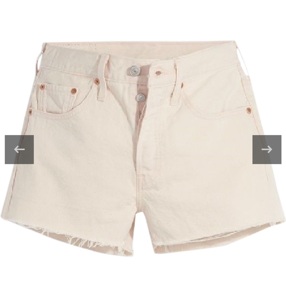 Levis 501 distressed shorts (beige, size 25)